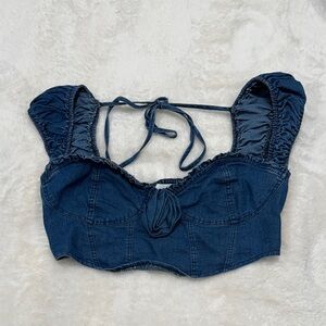 La Hearts Denim Crop Top